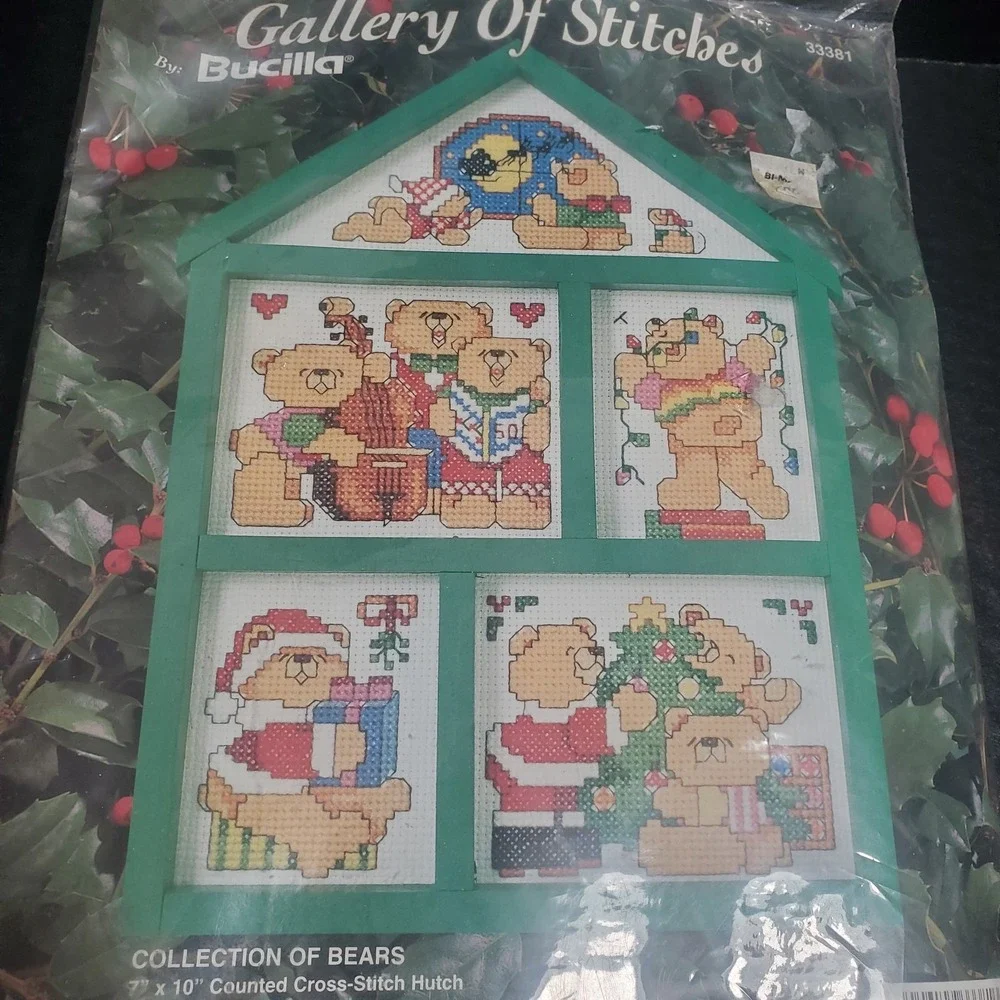 BUCILLA GALLERY OF STITCHES CHRISTMAS Teddy Bear Family  CROSS STITCH‎ #33381